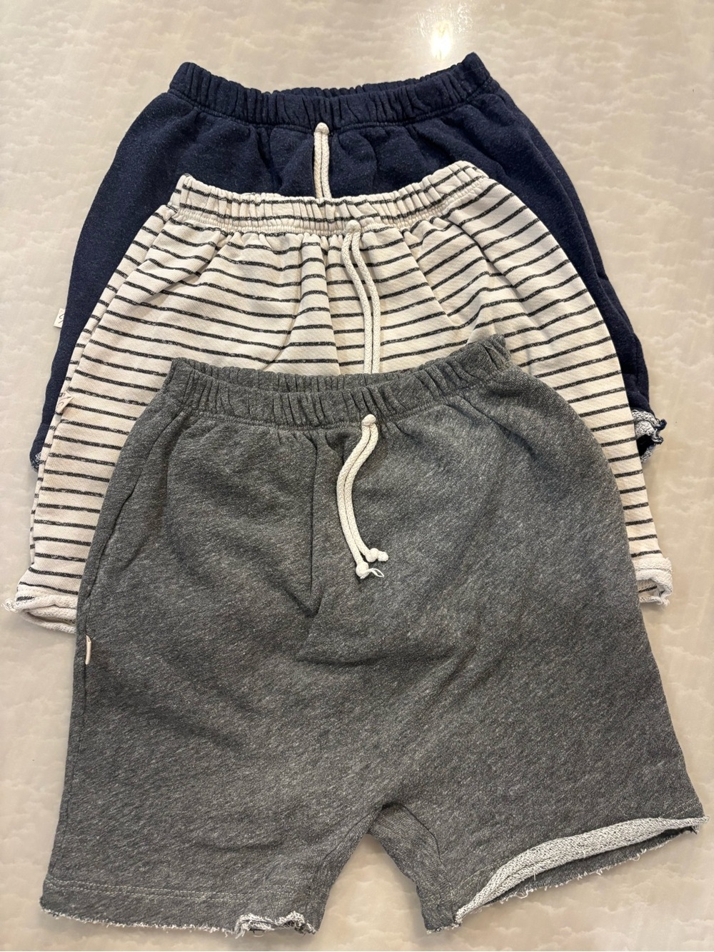 Childhoods Clothing sweat shorts (lot of 3) — Gray, Navy & Striped